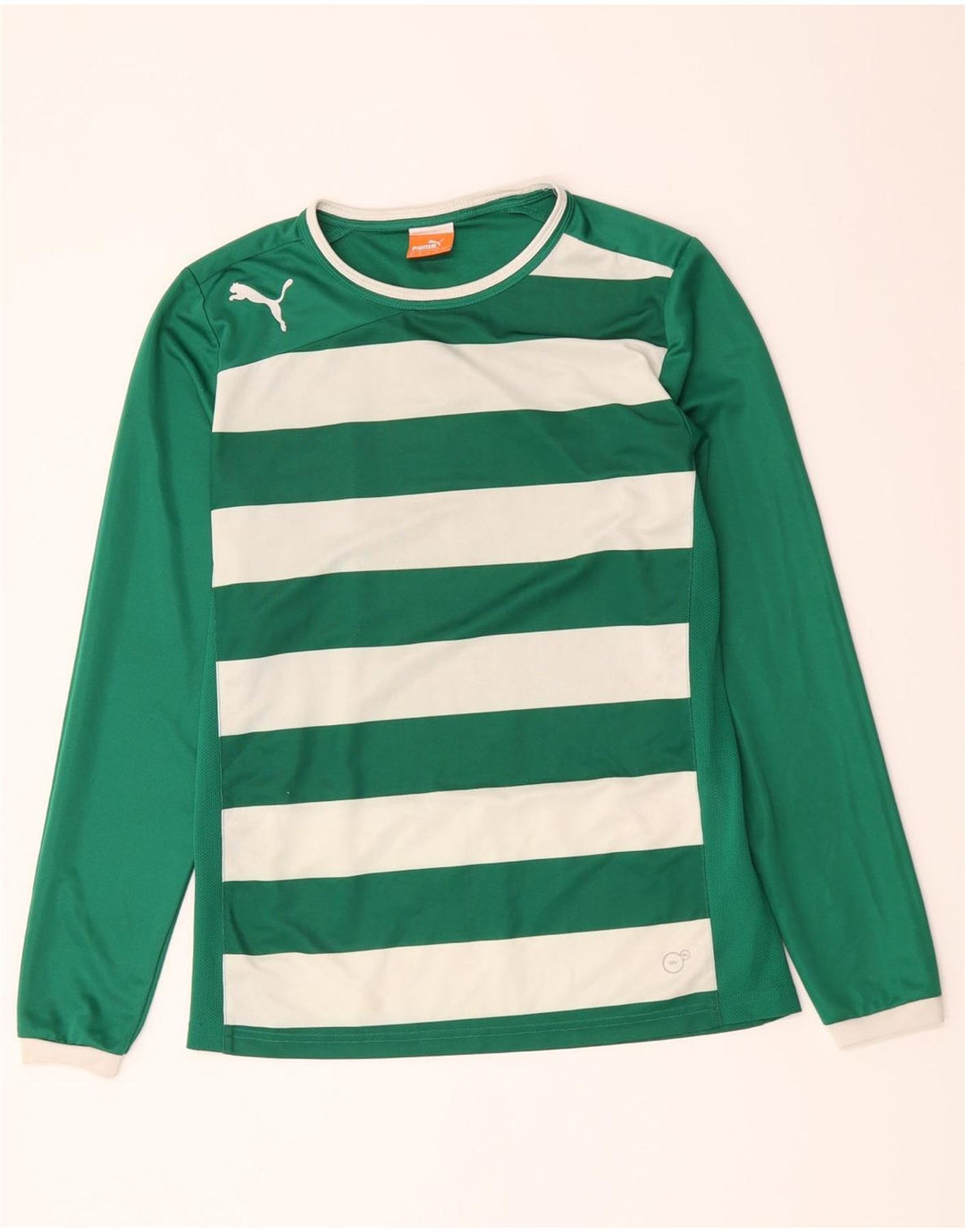 Maglia Puma da uomo a maniche lunghe in poliestere a righe verdi medie