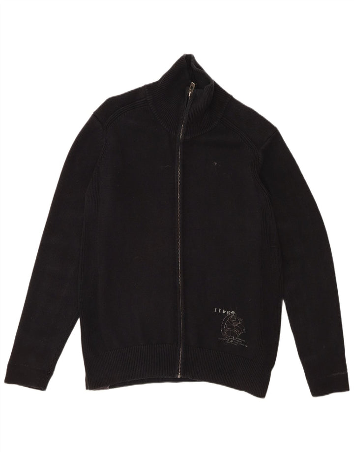 G-STAR Mens Graphic Cardigan Sweater XL Black Cotton
