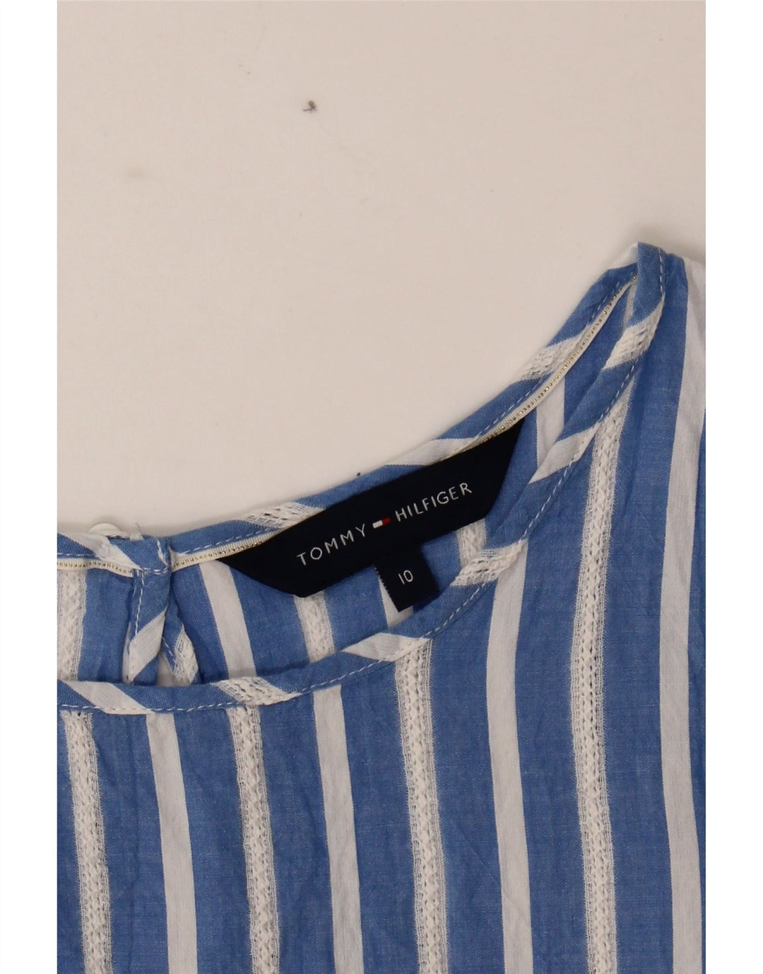 TOMMY HILFIGER Womens Sleeveless Blouse Top US 10 Large Blue Striped Vintage Tommy Hilfiger and Second-Hand Tommy Hilfiger from Messina Hembry 