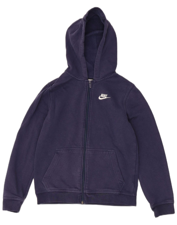 Felpa con cappuccio e zip Nike per ragazzi, 12-13 anni, grande, in cotone blu navy, sportiva