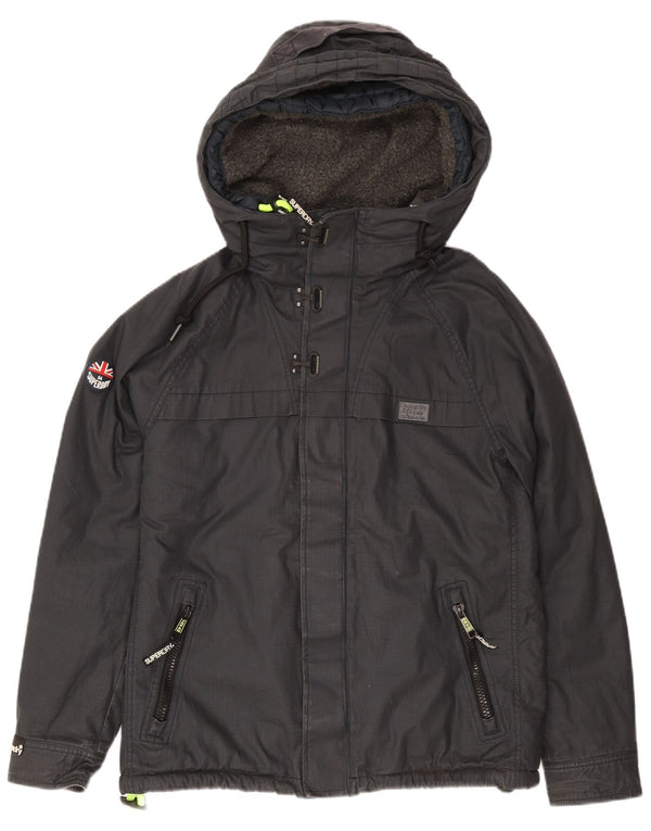 Giacca a vento con cappuccio da uomo Superdry UK 40 Grande logo blu navy