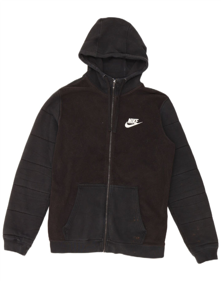 Maglione con cappuccio e zip da uomo NIKE in cotone nero medio