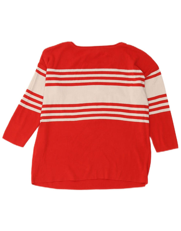Guess Womens Graphic Oversized Boat Neck Jumper Sweater UK 6 XS Red Striped