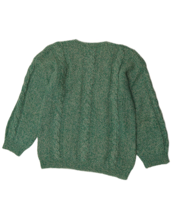 Vintage Womens Boat Neck Jumper Sweater UK 12 Medium Green Flecked