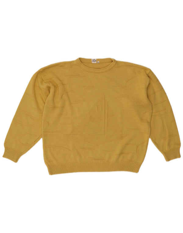 Maglione girocollo oversize da donna vintage IT 50 XL Giallo