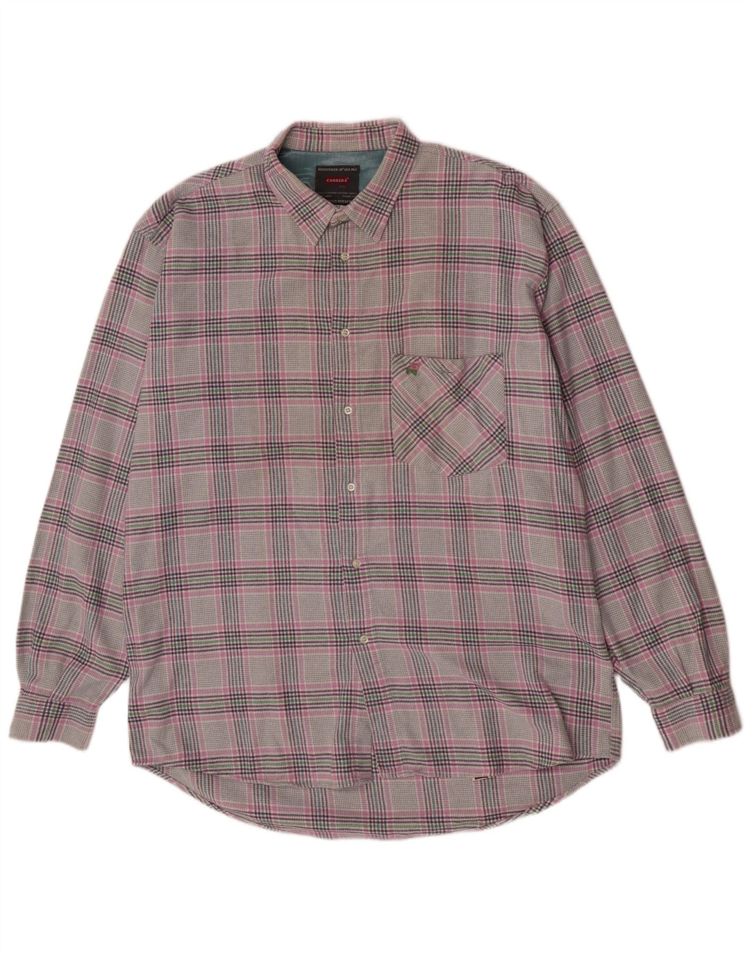 Camicia Carrera da uomo vestibilità regolare in flanella XL cotone scozzese grigio