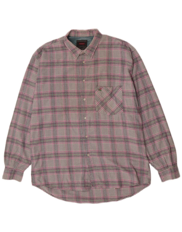 Camicia Carrera da uomo vestibilità regolare in flanella XL cotone scozzese grigio