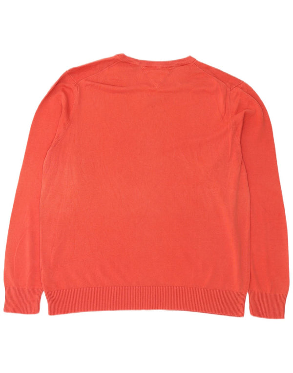 Maglione maglione con scollo a V da uomo Tommy Hilfiger XL rosso cotone