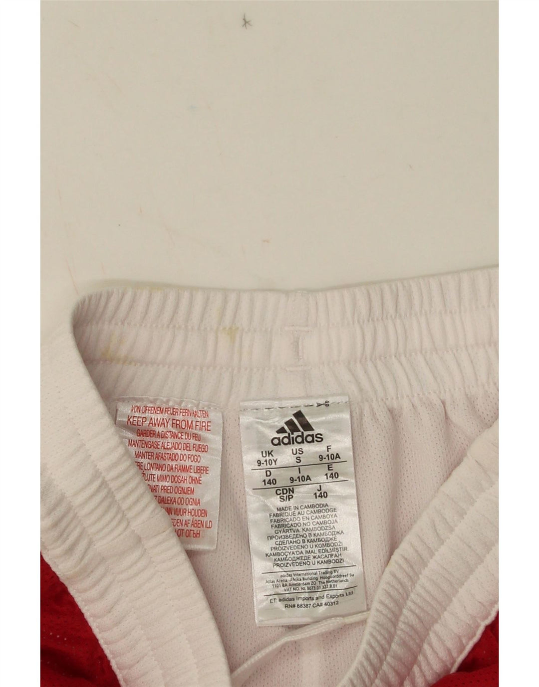 Pantaloncini sportivi Adidas da ragazzo 9-10 anni in poliestere color block rosso