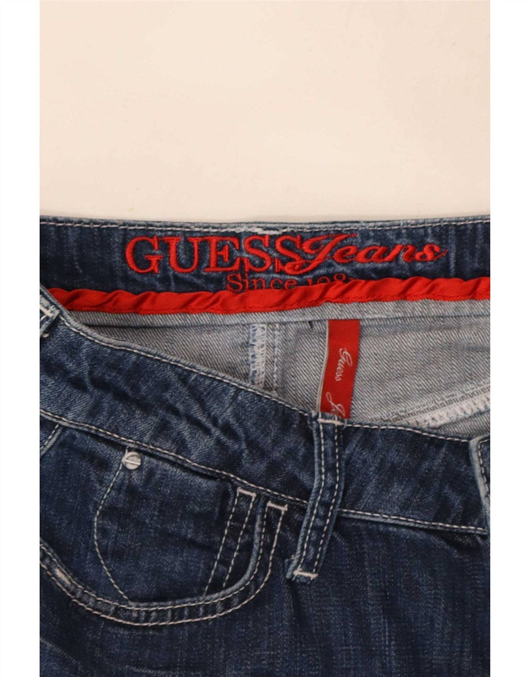 Gonna in denim da donna Guess W28 Blu medio