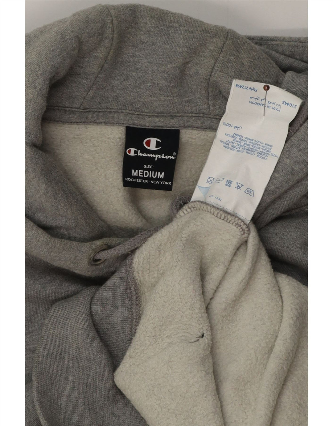 Maglione con cappuccio grafico da uomo CHAMPION in cotone grigio medio