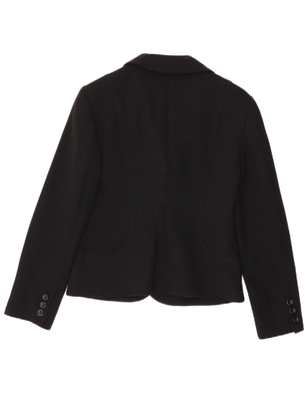 HOBBS Womens 3 Button Blazer Jacket UK 8 Small Black Virgin Wool