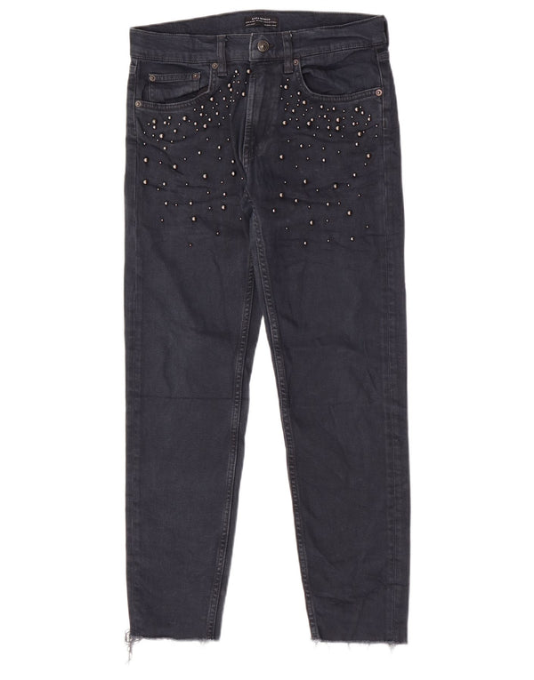Jeans slim da donna Zara EU 36 XS W26 L27 cotone maculato blu navy