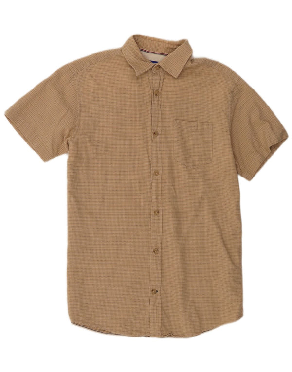 Camicia a maniche corte da uomo Jack & Jones piccola in cotone gessato beige
