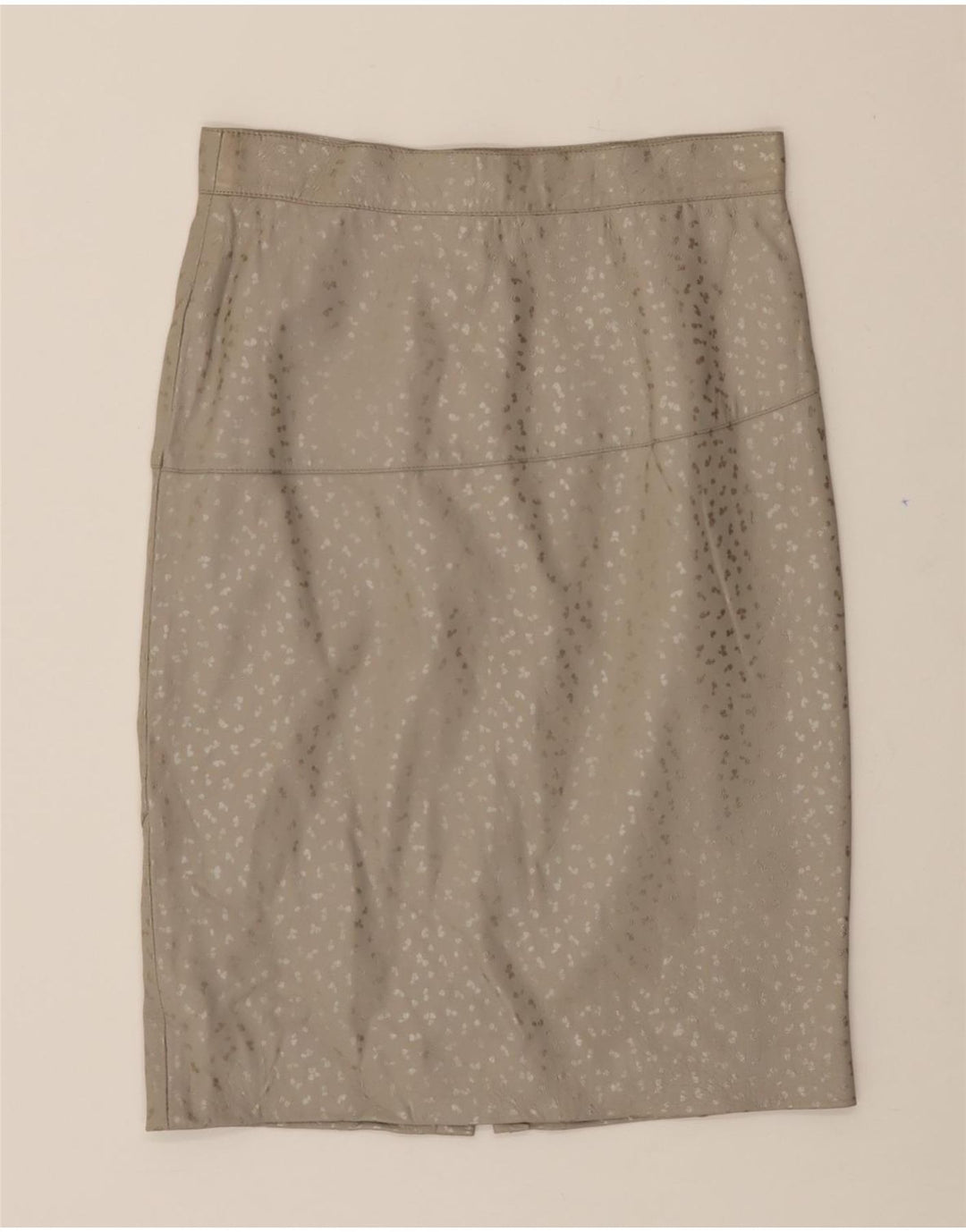 VINTAGE Womens Leather Skirt W28 Medium Beige Spotted Vintage Vintage and Second-Hand Vintage from Messina Hembry 