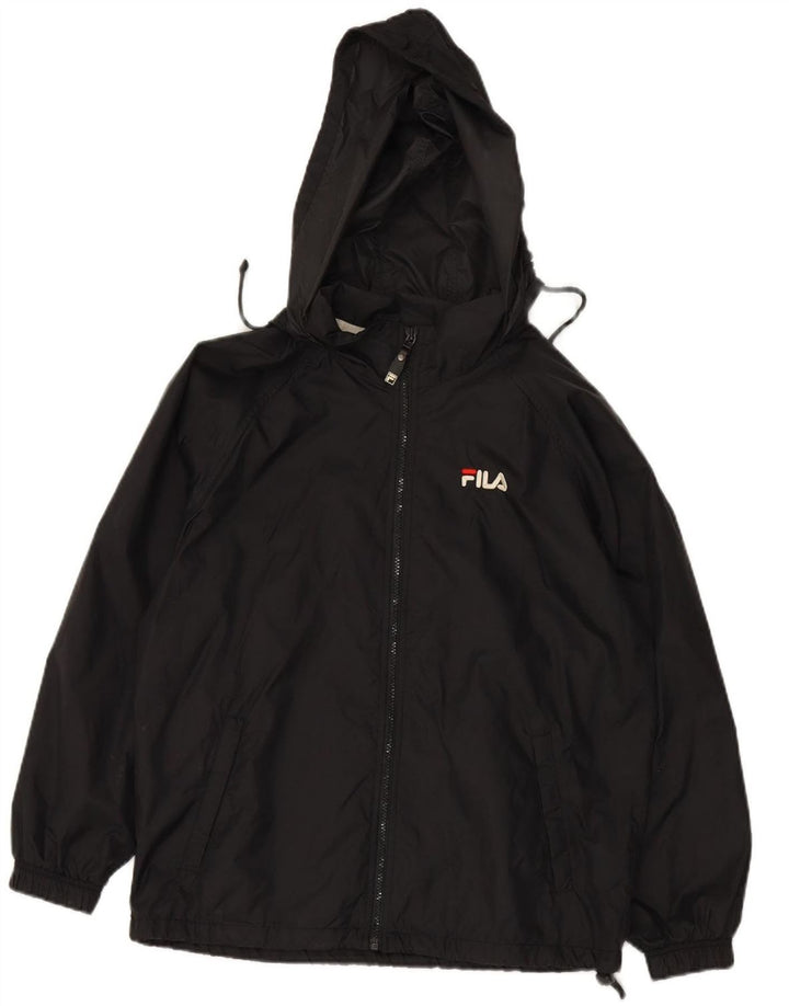 FILA Boys Oversized Graphic Hooded Rain Jacket 11-12 Years Large  Black