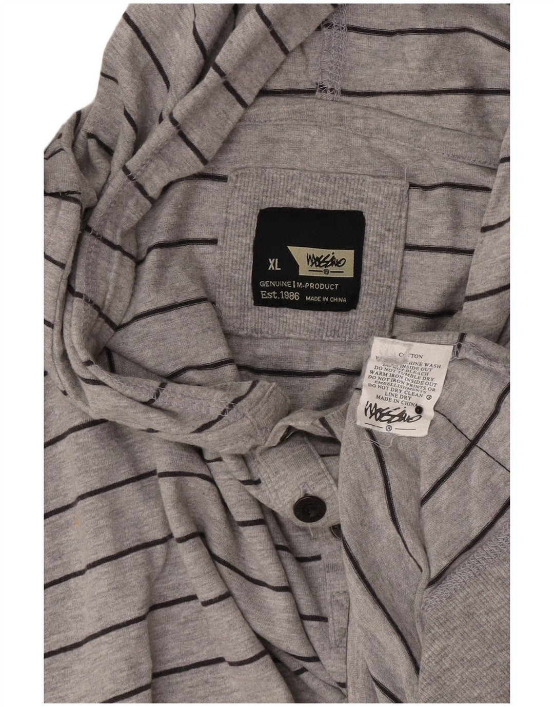 Maglione con cappuccio da uomo Mossimo XL in cotone a righe grigie