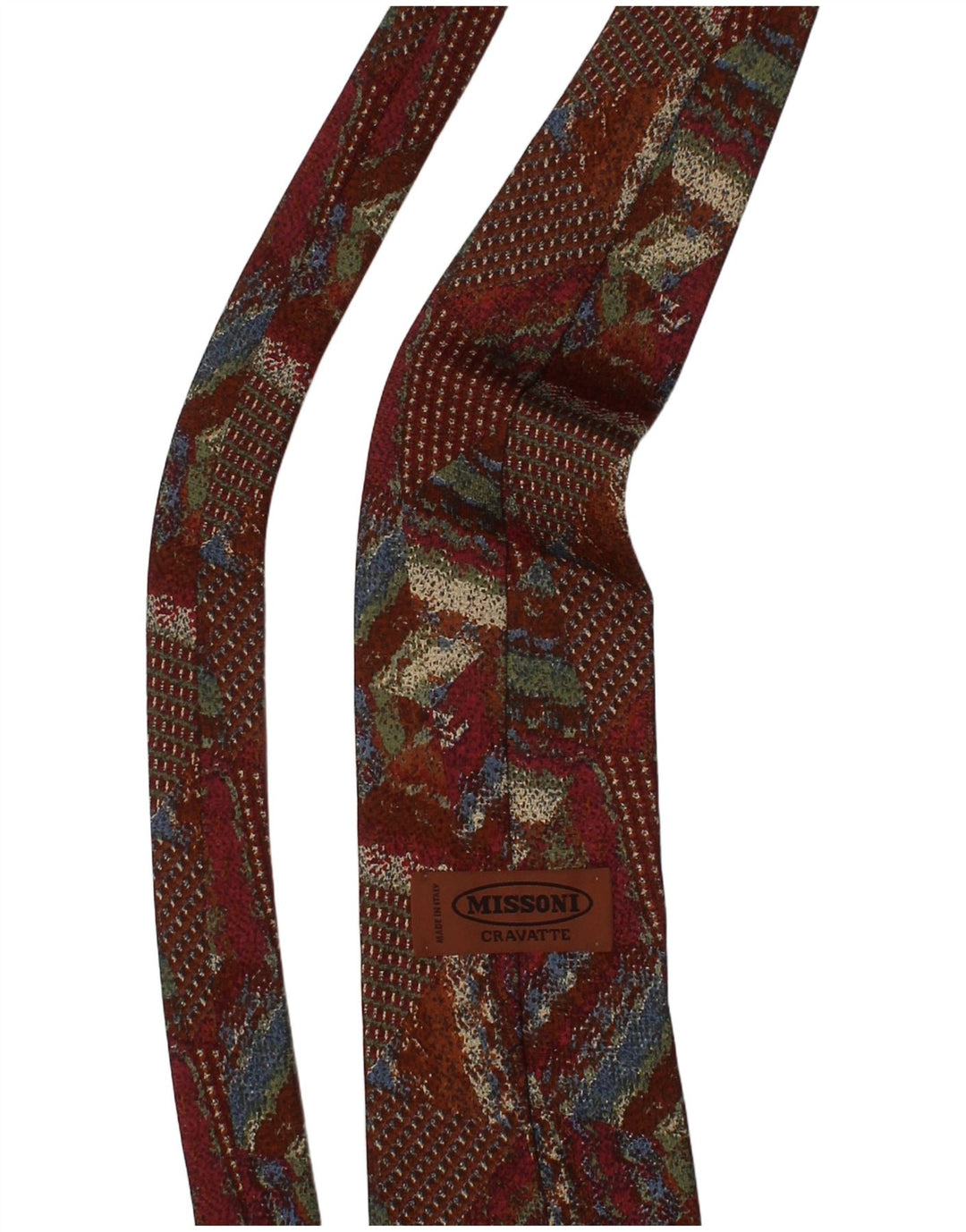 MISSONI Mens Graphic Tie One Size Brown Geometric Silk Designer