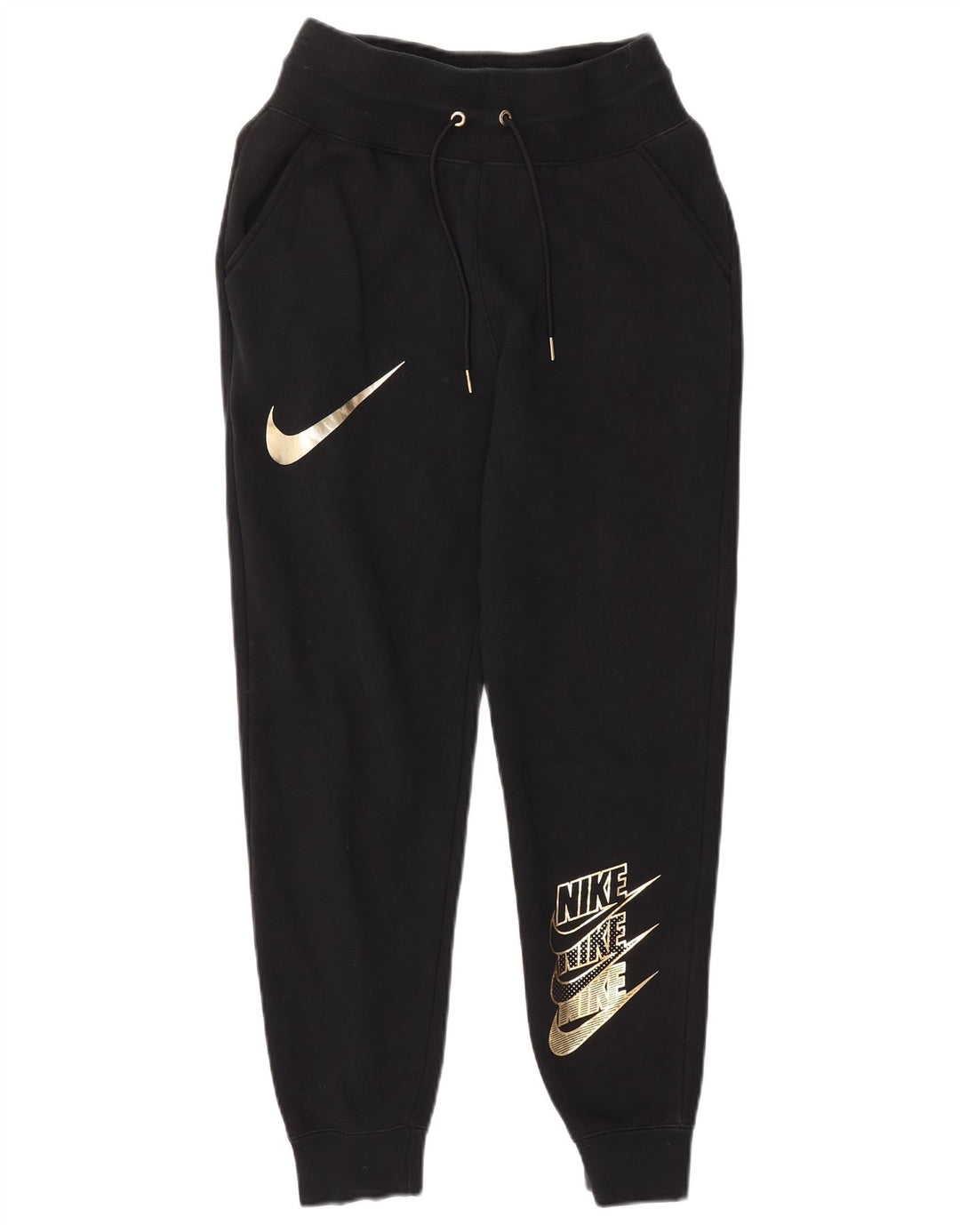 Pantaloni da tuta con grafica NIKE da donna Joggers UK 10 piccoli cotone nero