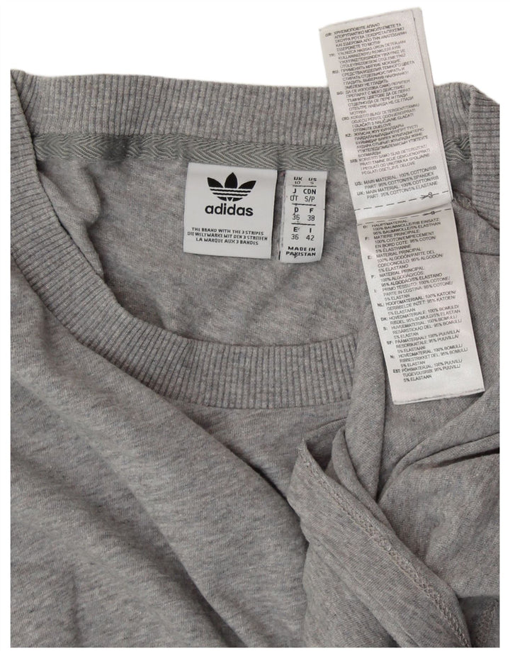 T-shirt oversize da donna ADIDAS UK 10 piccola in cotone grigio