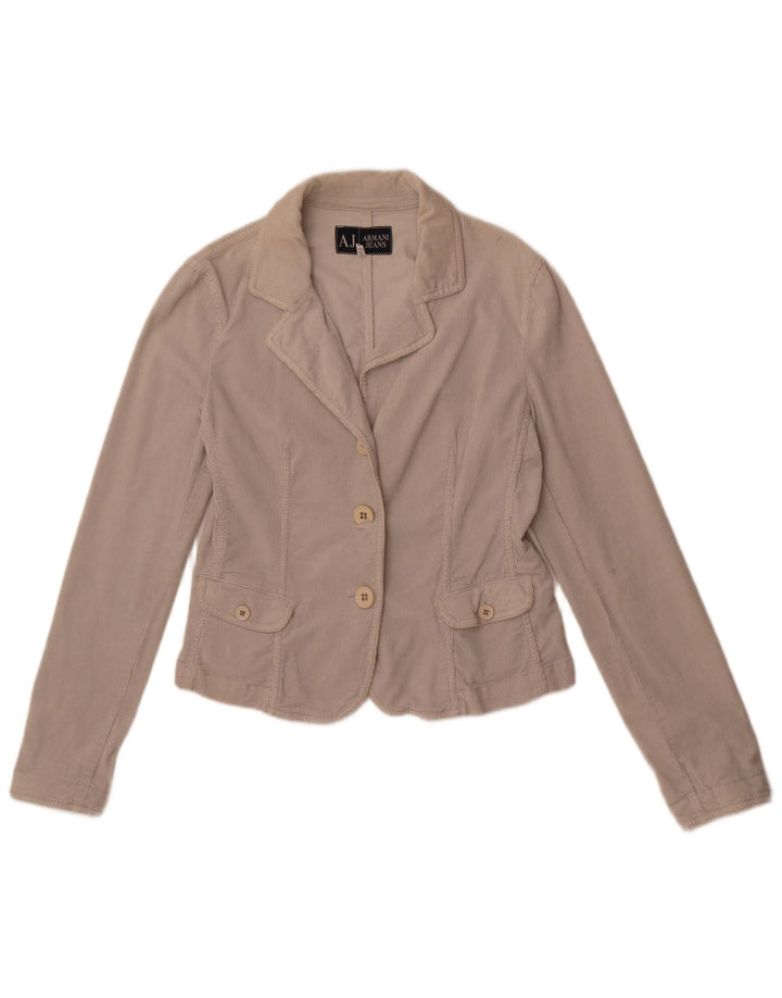 Giacca blazer in velluto a coste a 3 bottoni da donna Armani Jeans UK 12 Grigio medio