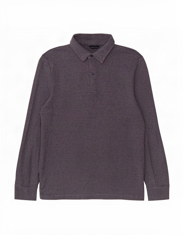 Polo da uomo a maniche lunghe Massimo Dutti blu navy medio