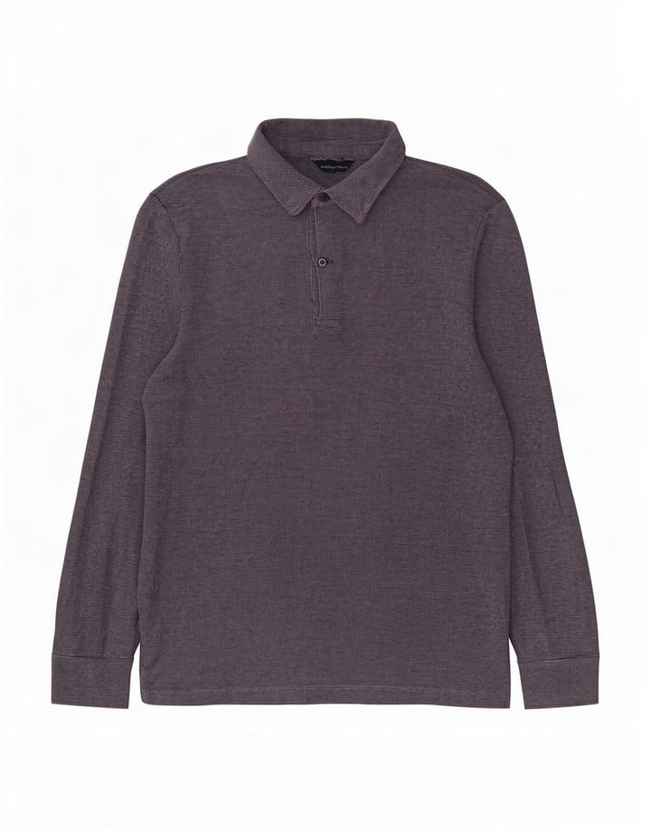 Polo da uomo a maniche lunghe Massimo Dutti blu navy medio