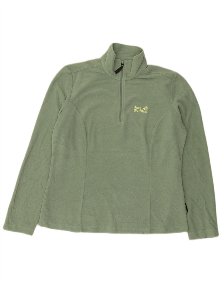 Maglione in pile da donna con collo con zip Jack Wolfskin UK 16 grande poliestere verde