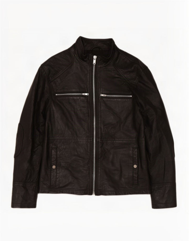 Giacca in pelle da uomo BARNEYS UK 38 media nera