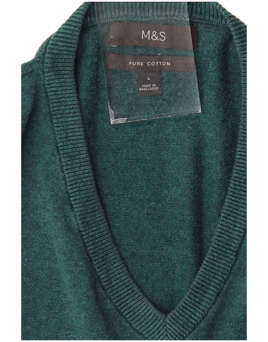 Maglione maglione con scollo a V da uomo Marks & Spencer grande cotone blu