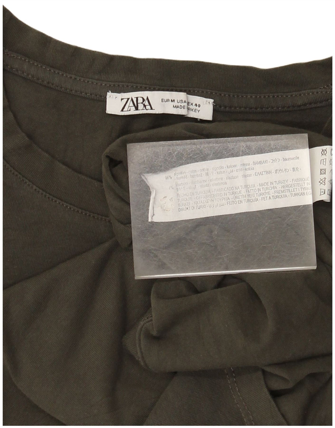 T-shirt da uomo Zara Top in cotone marrone medio