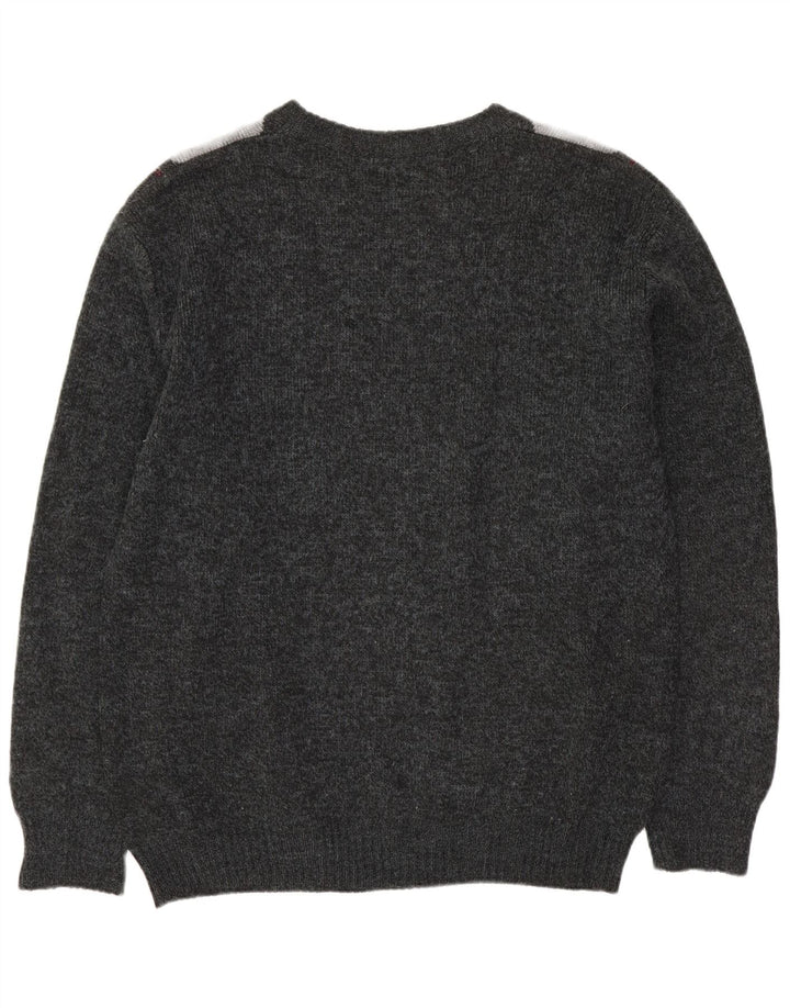 Maglione vintage da uomo girocollo IT 54 XL grigio a rombi/lana diamante