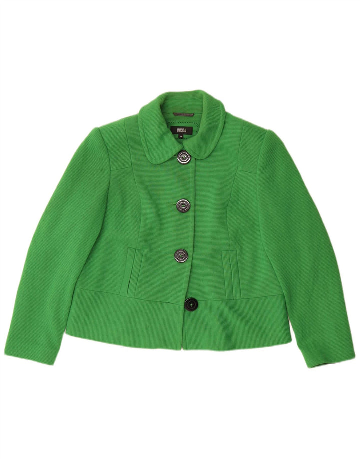Giacca blazer a 4 bottoni Marks & Spencer da donna UK 16 grande poliestere verde