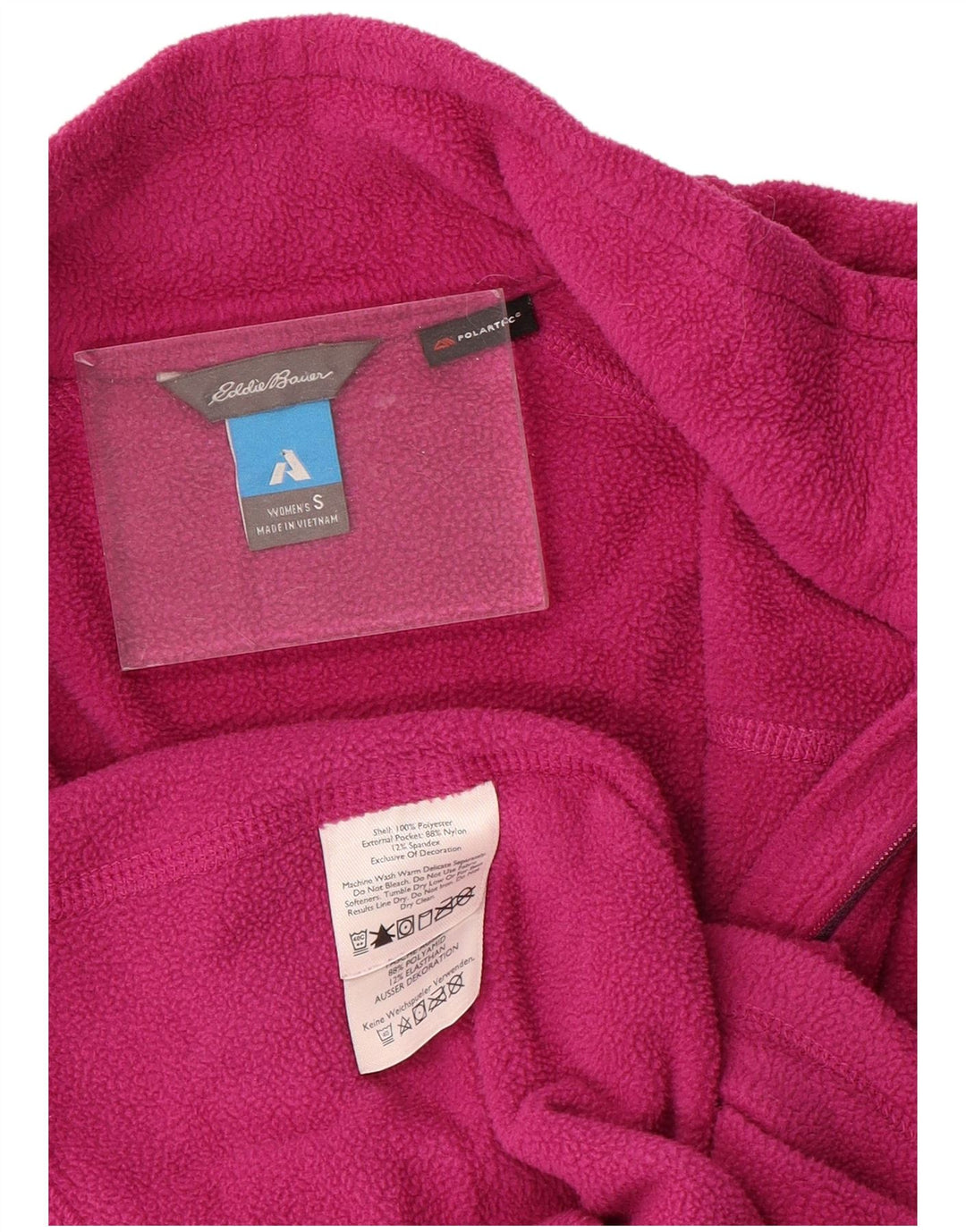 EDDIE BAUER Maglione in pile da donna Polartec con collo a zip UK 10 piccolo rosa