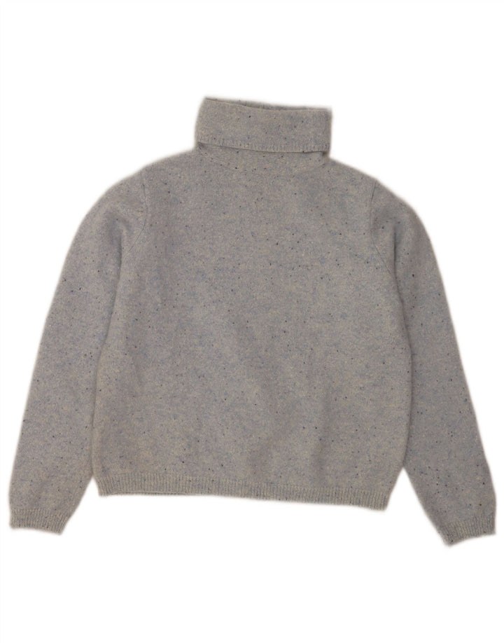 Maglione maglione a collo alto da donna L.L.Bean UK 8 piccolo grigio chiazzato