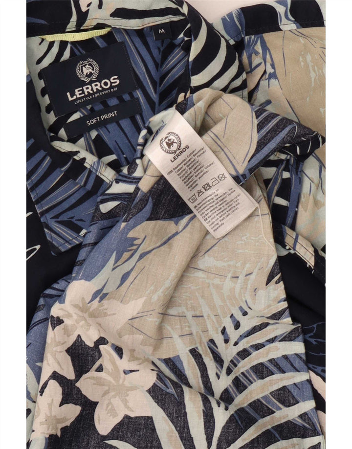 Camicia a maniche corte da uomo Lerros in cotone floreale blu navy medio