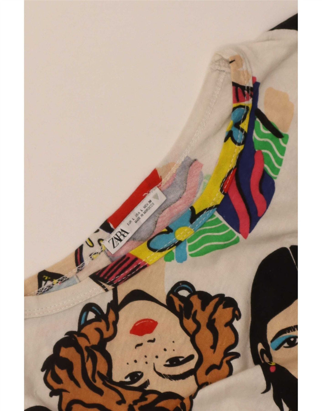 T-shirt grafica da donna Zara Top UK 16 grande bianca