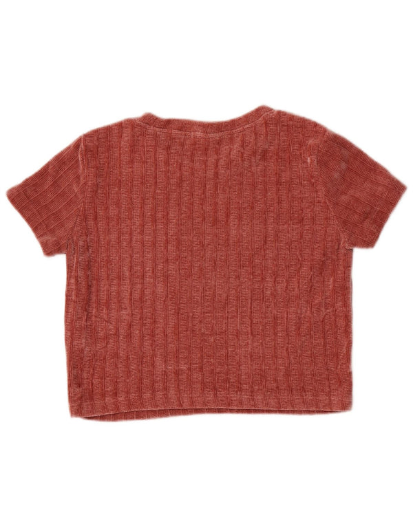 T-shirt corta in velluto da donna Trafaluc Zara UK 12 poliestere rosso medio