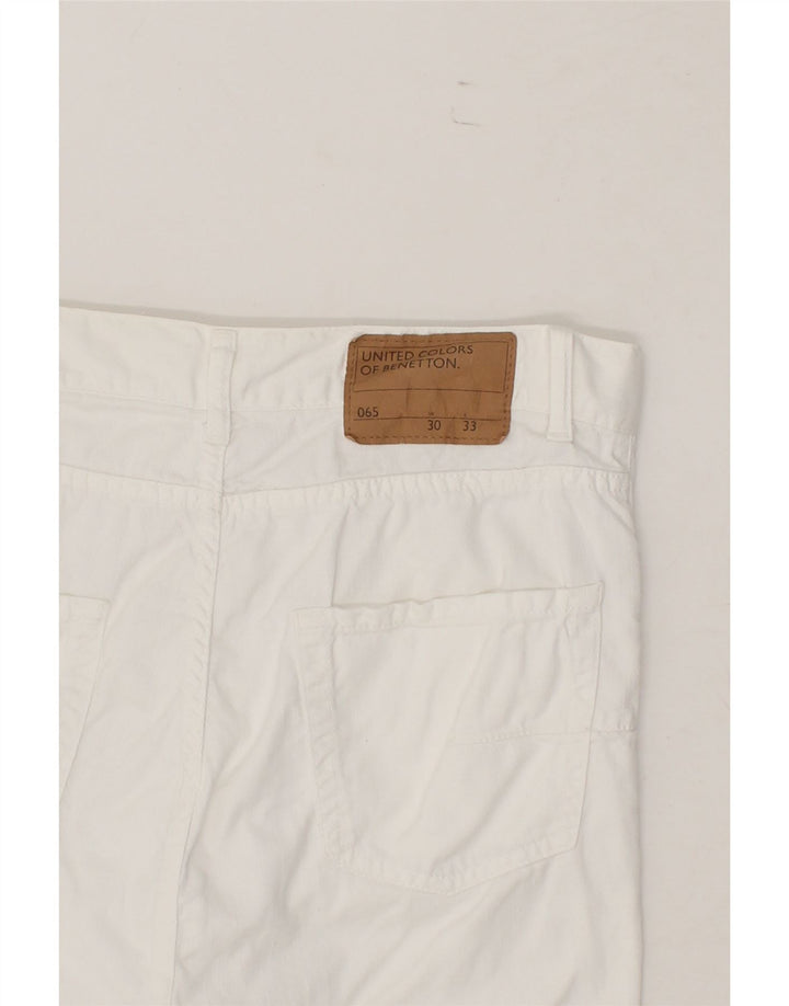 BENETTON Womens Straight Skirt W30 Medium White Cotton Vintage Benetton and Second-Hand Benetton from Messina Hembry 