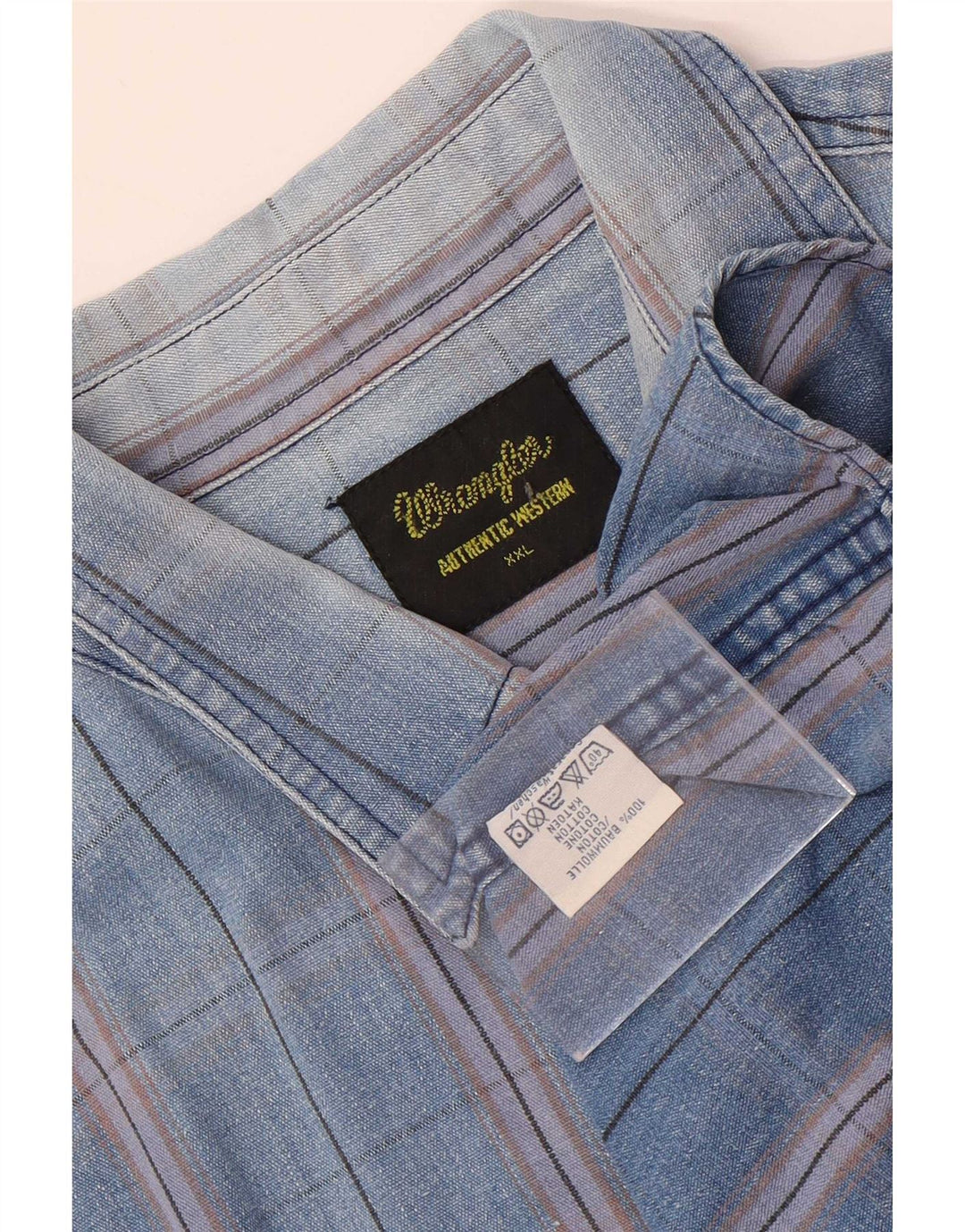 Camicia western da uomo Wrangler 2XL in cotone a quadri blu