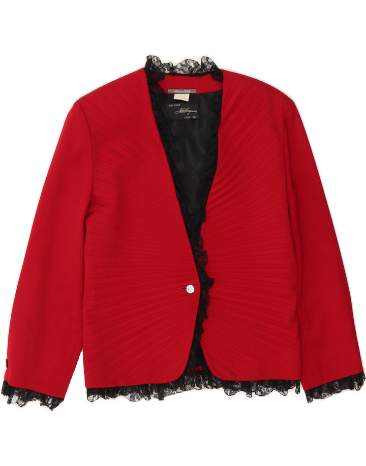 VINTAGE Womens 1 Button Blazer Jacket UK 10 Small Red Vintage Vintage and Second-Hand Vintage from Messina Hembry 