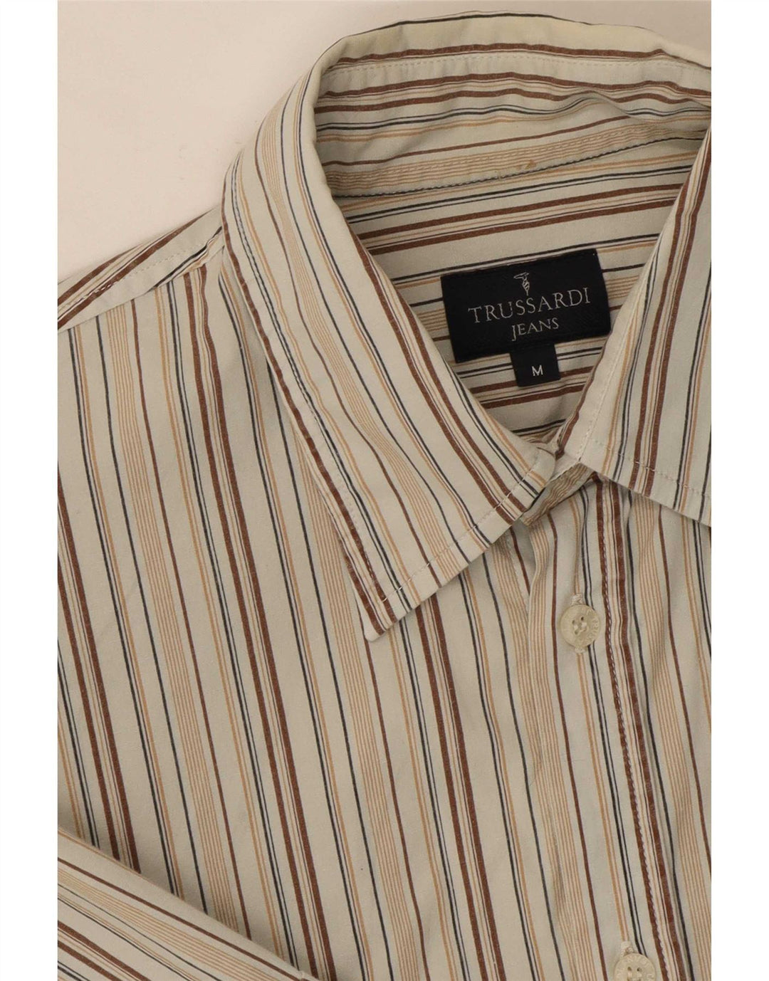 Camicia Uomo Trussardi Jeans Manica Corta Beige Medio Righe