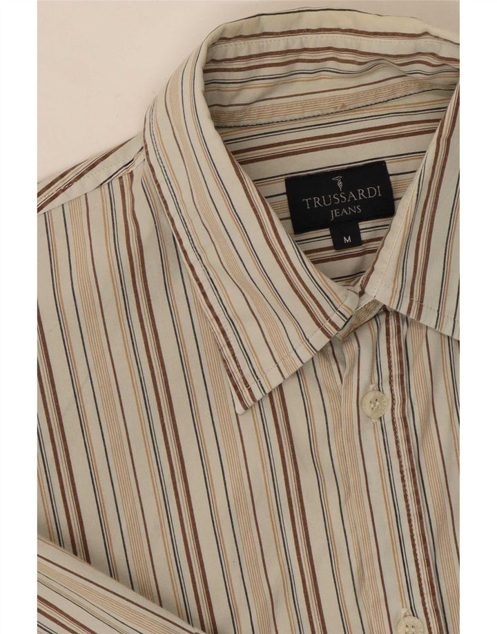 Camicia Uomo Trussardi Jeans Manica Corta Beige Medio Righe