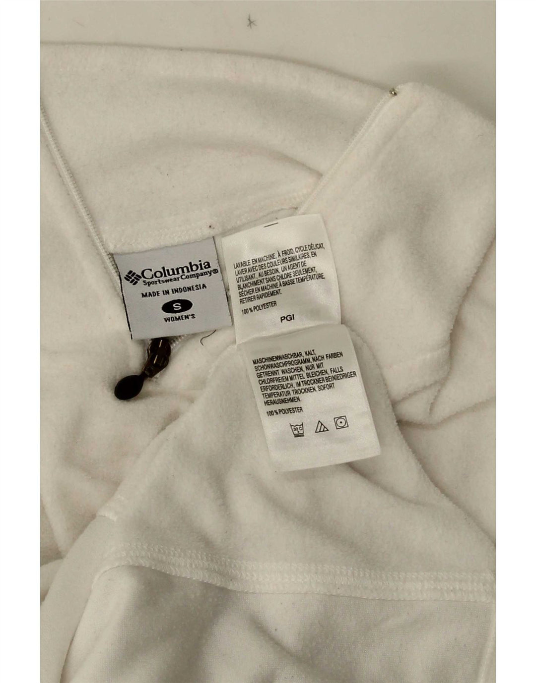 Maglione in pile da donna Columbia con collo e zip UK 10 piccolo poliestere bianco