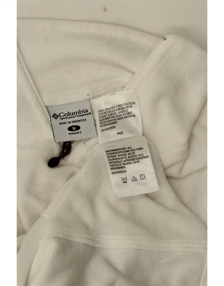 Maglione in pile da donna Columbia con collo e zip UK 10 piccolo poliestere bianco