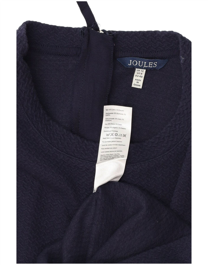 JOULES Abito tubino a maniche lunghe da donna UK 12 Medio cotone blu navy