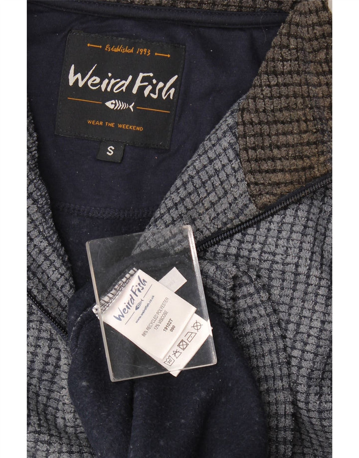 Maglione in pile da uomo con zip e collo Weird Fish, piccolo in poliestere blu navy
