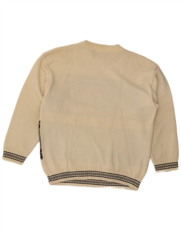 Maglione maglione girocollo da uomo Tobia System Beige medio geometrico