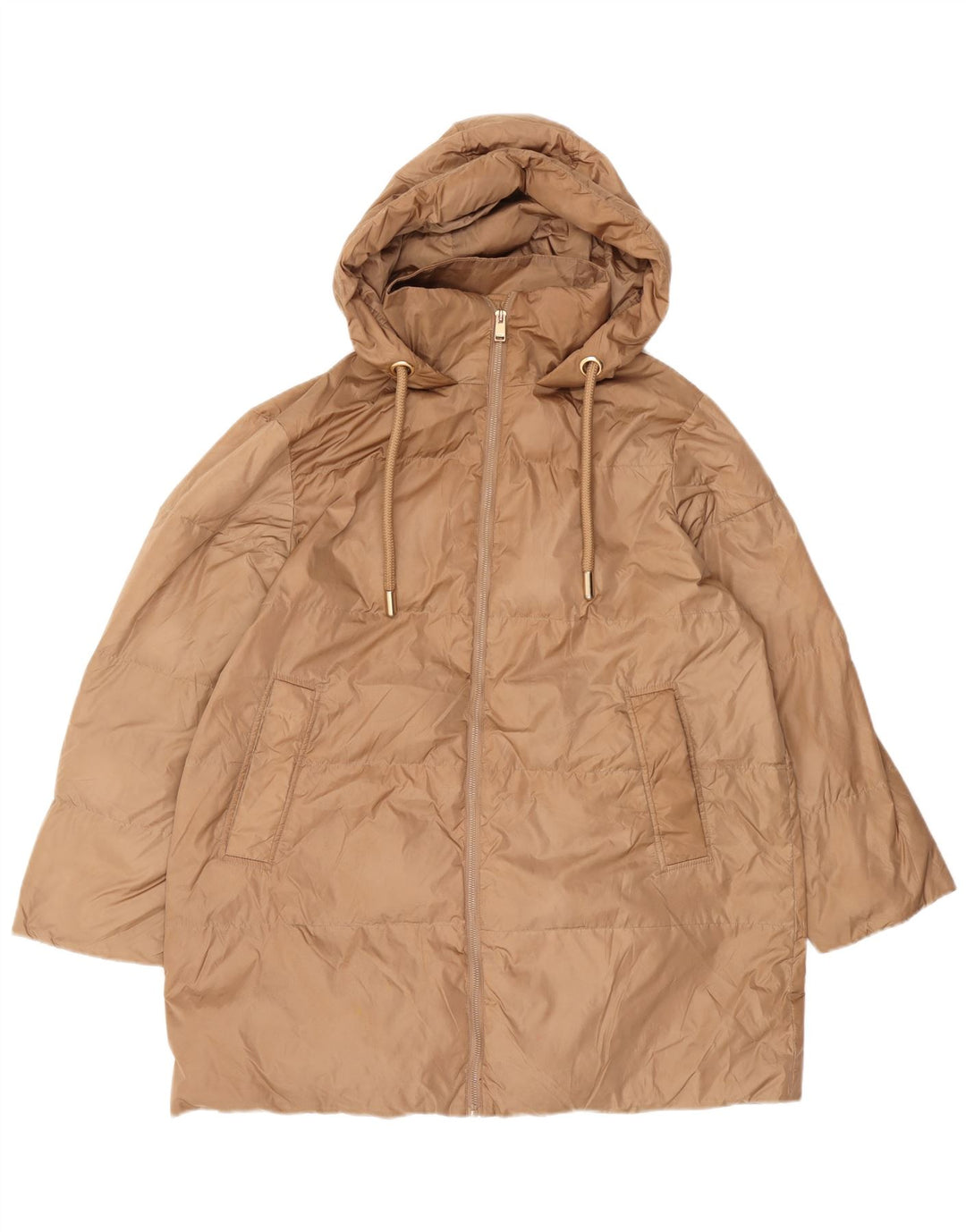Cappotto imbottito oversize con cappuccio da donna Zara UK 10 piccolo Beige