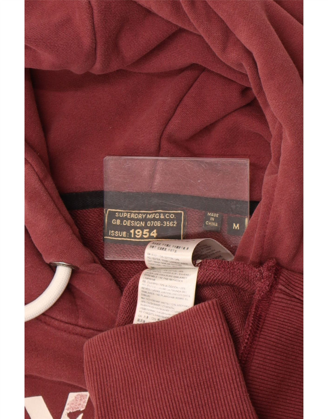 Maglione con cappuccio grafico da uomo Superdry in cotone bordeaux medio